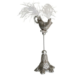 Polyresin bird sculpture with feathers 15.6x10.7x33 cm