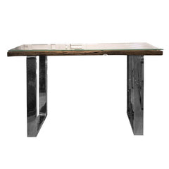 Corso'e table sleepar wood wlglass ss legs 140x40x80