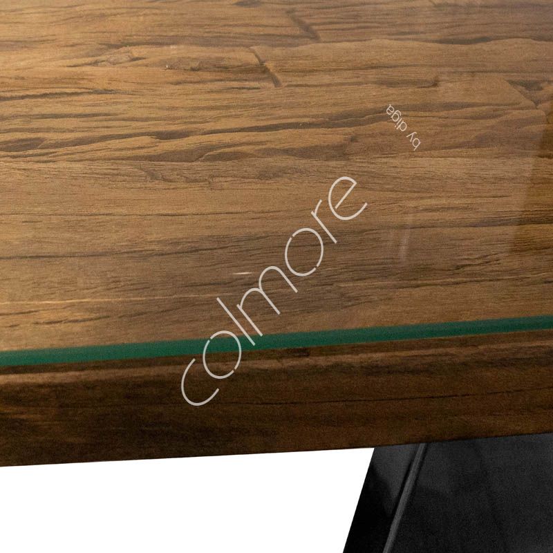 Corso'e table sleepar wood wlglass ss legs 140x40x80