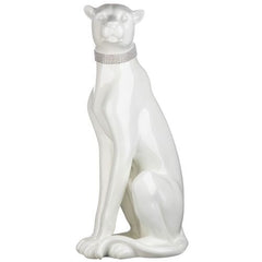 Siddende panter med bling elegant dekorationsfigur 60x23 cm