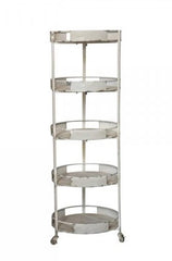 Bookcase on wheels with 5 shelves H 192 / Ø55 cm antique cream
