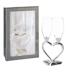 2 sæt champagne glas, hjerte 26 x Ø5 cm