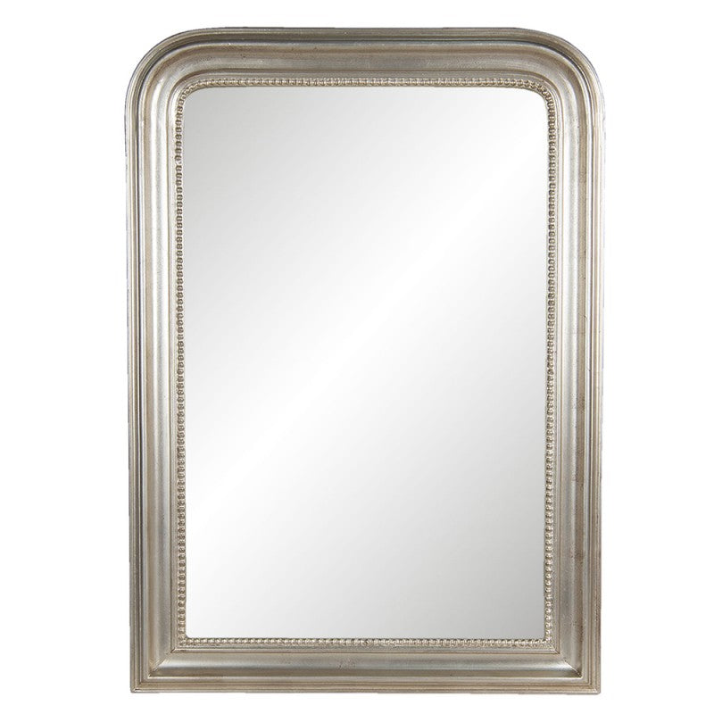 Vægspejl med sølvfarvet ramme og perlekant 76x3x106 cm