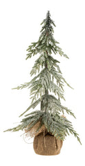 Kunstigt juletræ 55 cm Grøn med is-finish og jutesæk