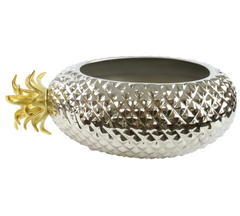 Ananas Skål – Sølv/Guld, 55 x 30 x 20 cm
