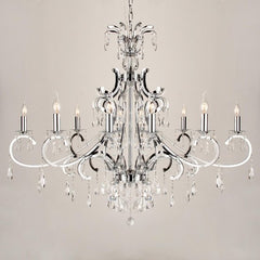 Hanging lamp Luzia 10 lichts oval + pegel knstallen clear gloss chrome
