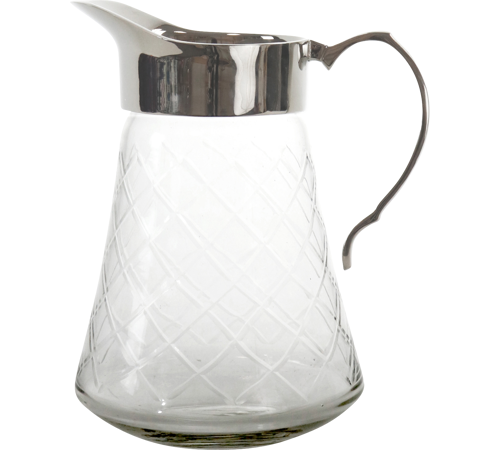 Glas kande med sølv håndtag – Ø12x18 cm, 800 ml