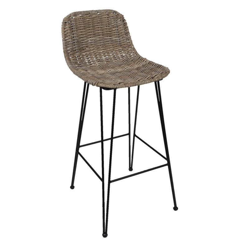 Barstol med rattanflet – Brun
