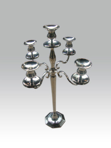 Zilverkleurige Tafelkandelaar – Elegant 5-armet Lysestage
