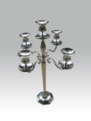 Zilverkleurige Tafelkandelaar – Elegant 5-armet Lysestage
