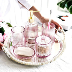 Badeværelses sæt (sæt af 5) Rosa – Elegant og praktisk tilbehør til badeværelset