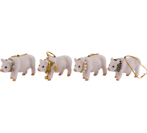 Grise med bling og ophæng 9x4x3 cm Sjove og festlige juleornamenter