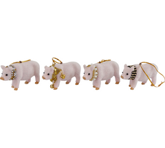 Grise med bling og ophæng 9x4x3 cm Sjove og festlige juleornamenter