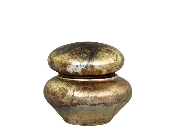 Glaskrukke med stearinlys 9x9,5 cm antique kobber