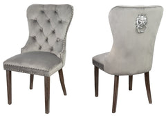 Krone 1 - Dining table chairs with lion's head gray wooden legs