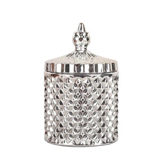 Sølv glaskrukke med låg 14x8,5 cm Elegant & dekorativ opbevaring