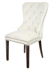 Krone 1 - Dining table chairs with lion's head cream with wooden legs
