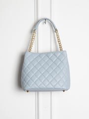 Small quilted leather bag with gold detail 