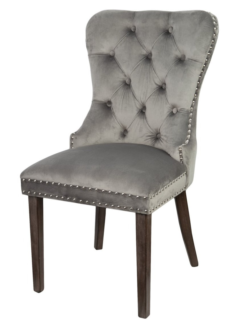 Krone 1 - Dining table chairs with lion's head gray wooden legs