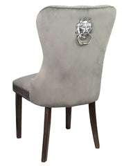 Krone 1 - Dining table chairs with lion's head gray wooden legs