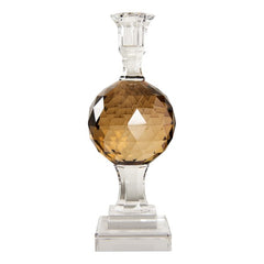 Crystal stand on foot w/ engravings, brown, 25.5