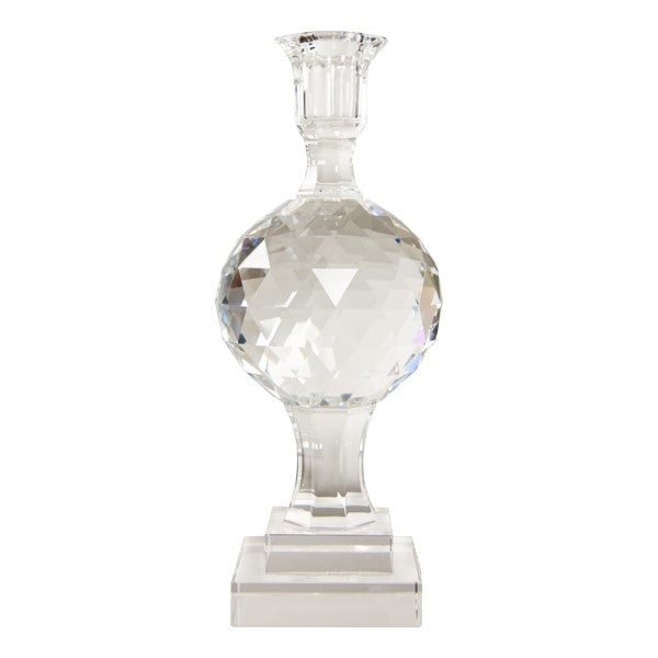 Crystal ball stand on foot w/engravings, clear, 2