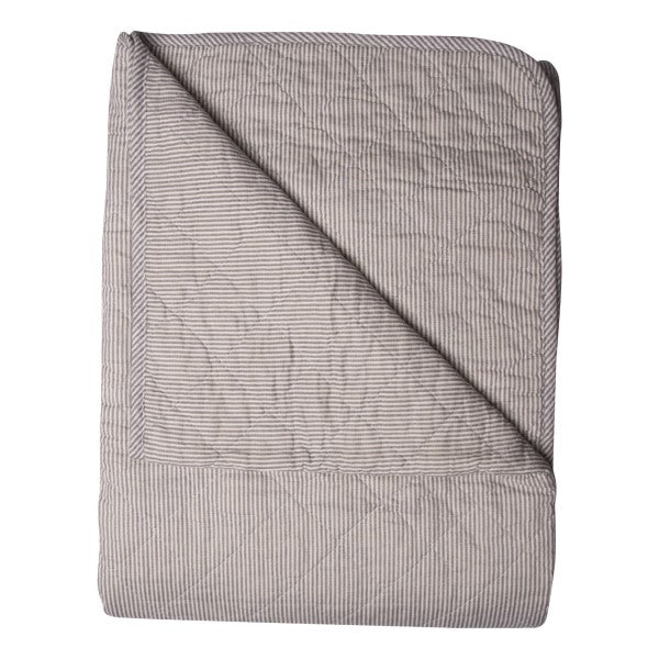 Quiltet Plaid Vattæppe Stribet Grå 140x180 cm