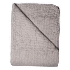 Quiltet Plaid Vattæppe Stribet Grå 140x180 cm