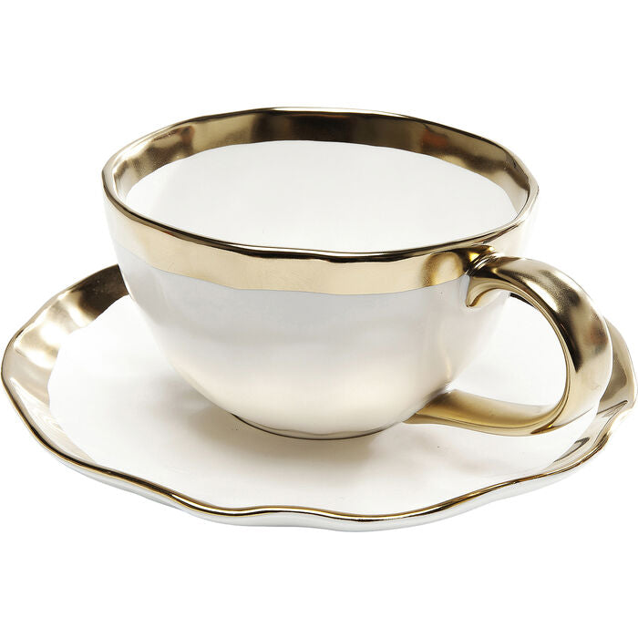 Coffee Cup Bell – Elegant kaffekop med guldkant og underkop