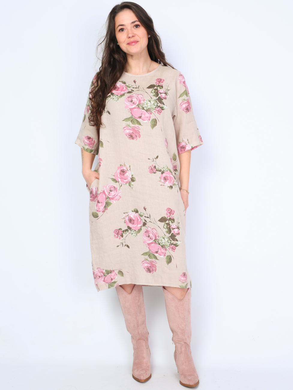 Krone 1 linen dress with flower print