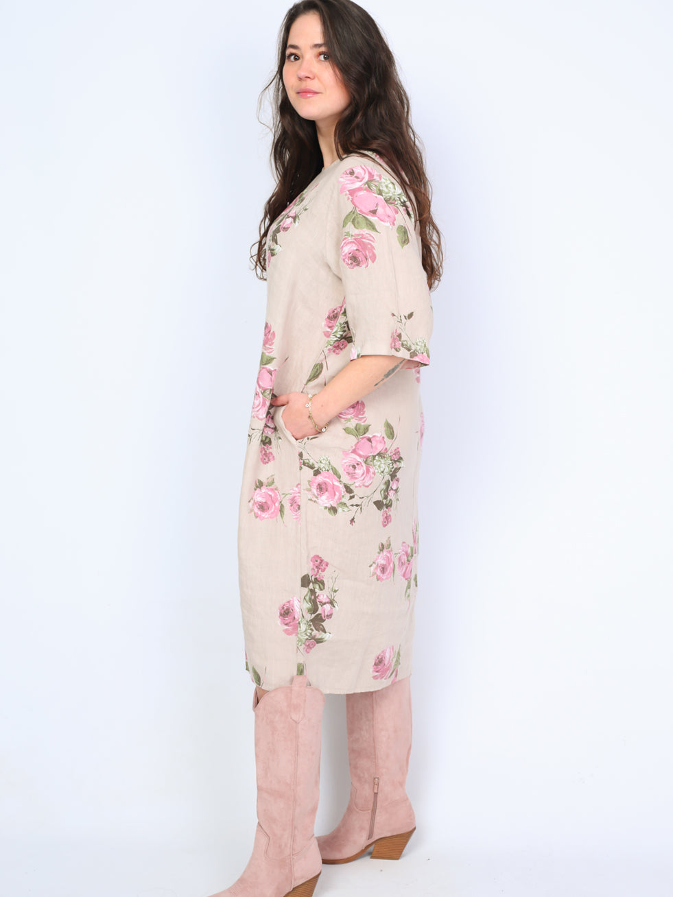 Krone 1 linen dress with flower print