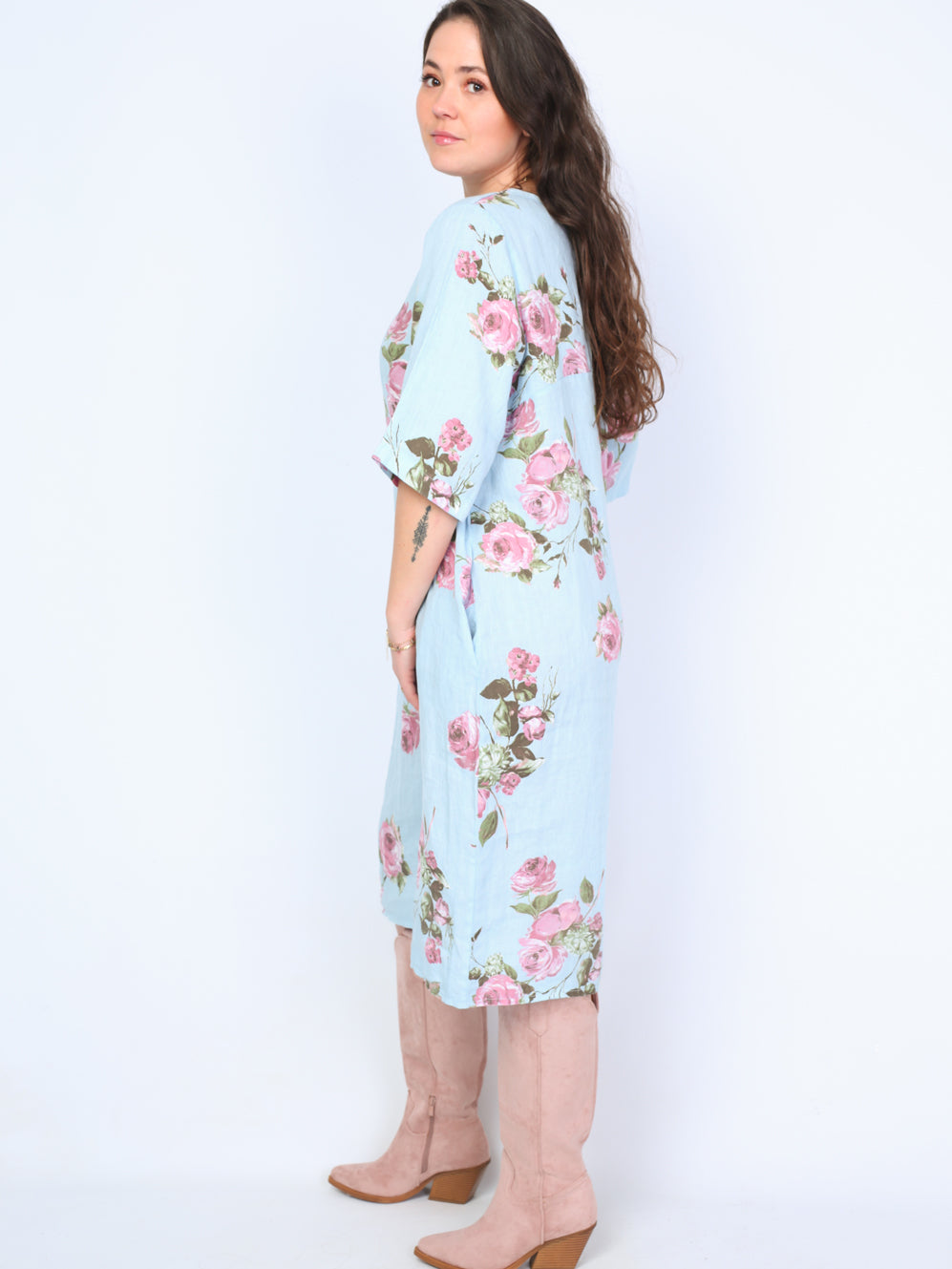 Krone 1 linen dress with flower print