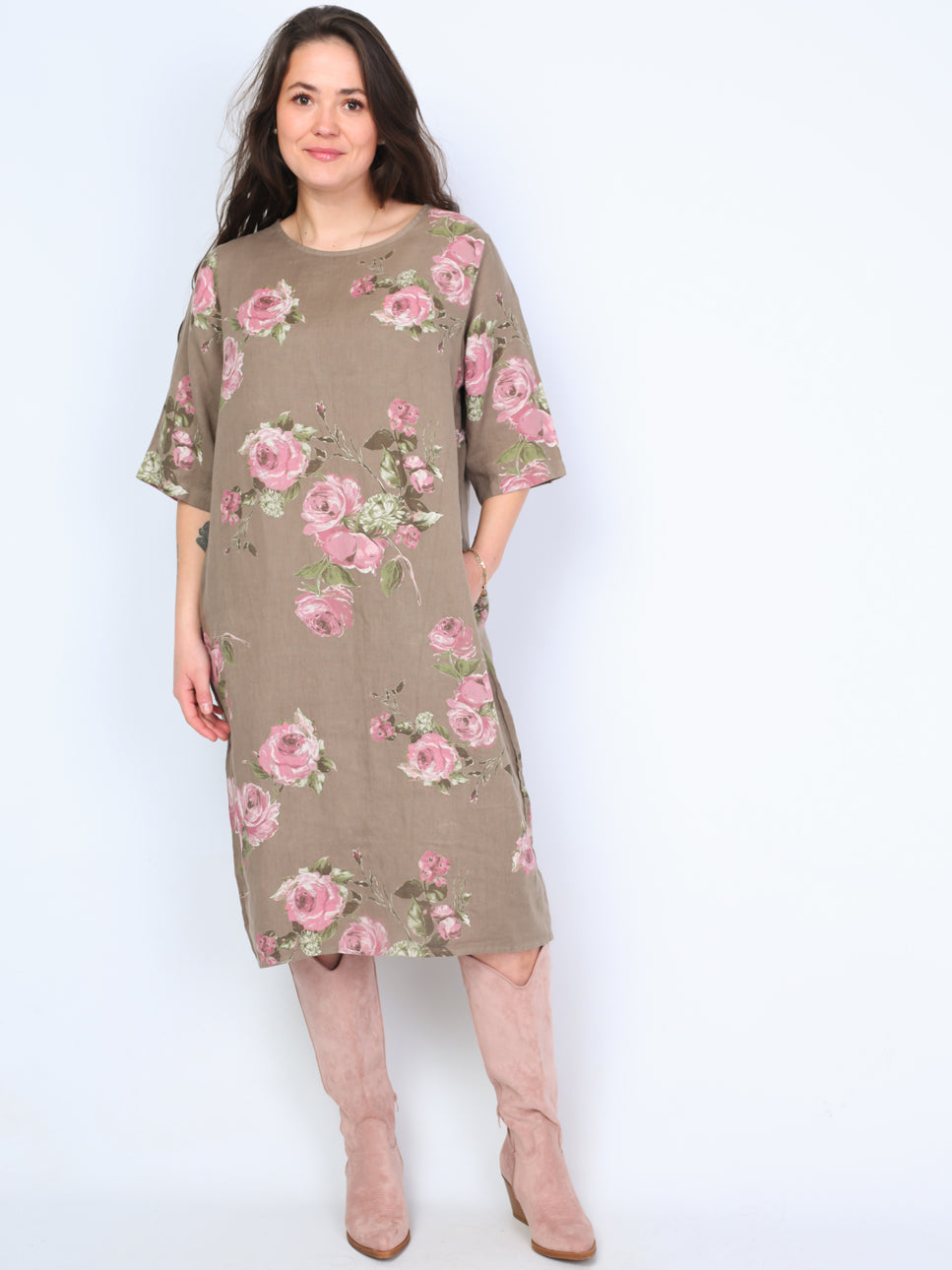 Krone 1 linen dress with flower print
