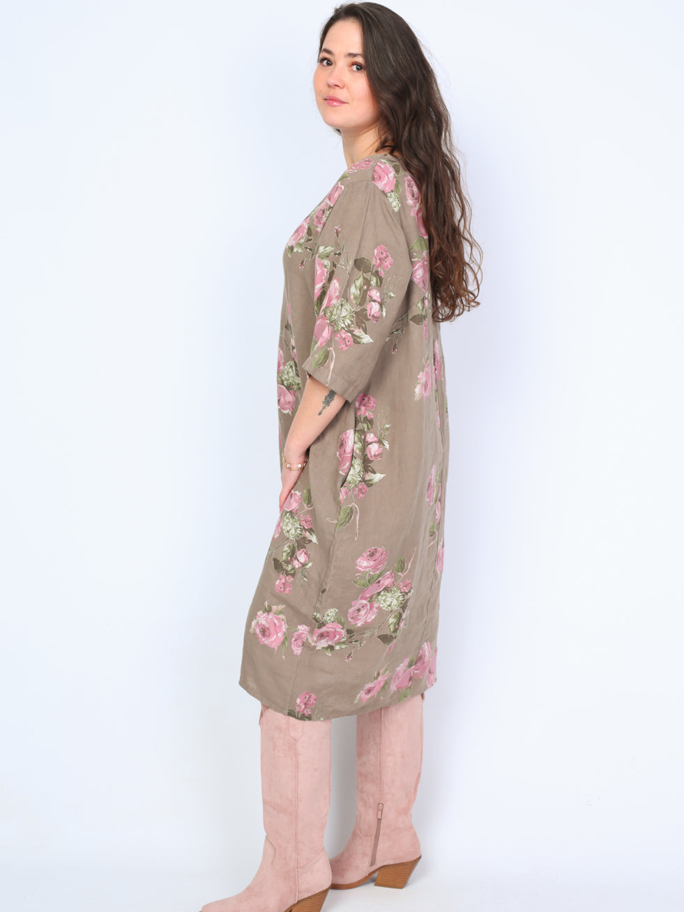 Krone 1 linen dress with flower print
