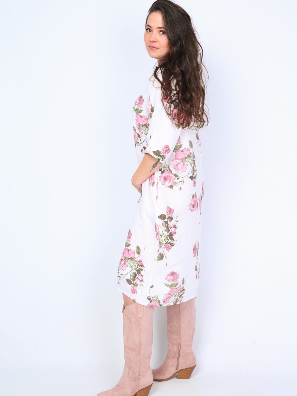 Krone 1 linen dress with flower print