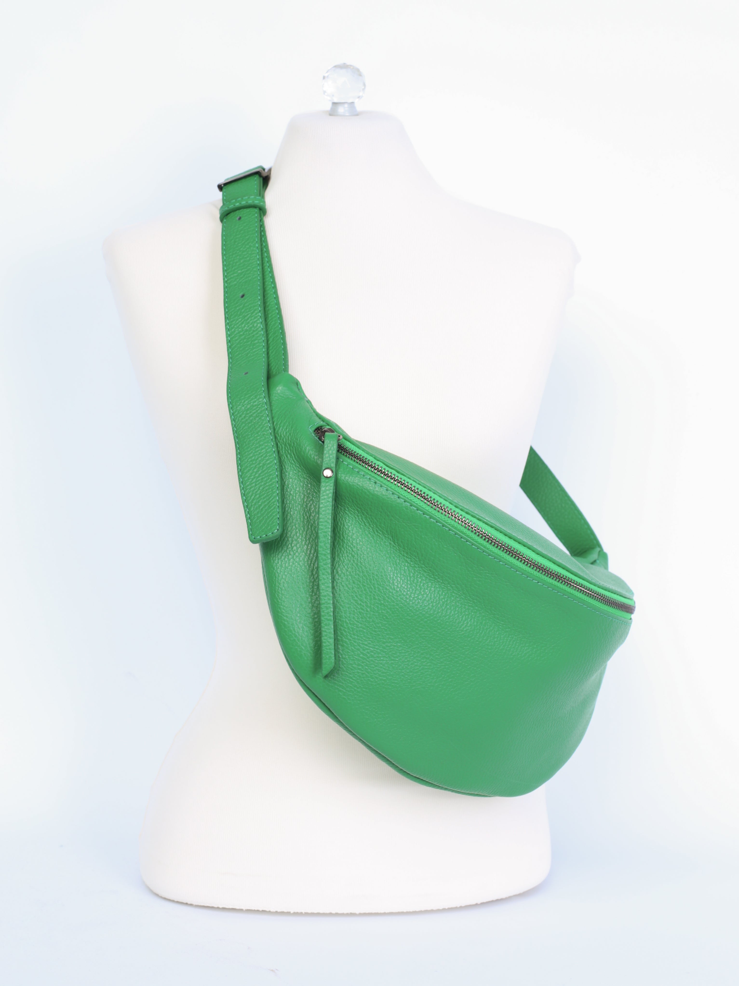 Large leather belt bag with adjustable strap