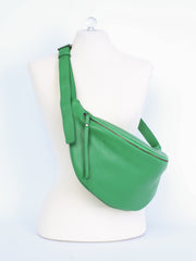 Large leather belt bag with adjustable strap