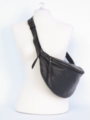 Large leather belt bag with adjustable strap