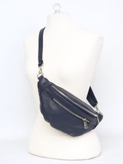 Leather belt bag with zipper