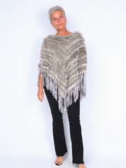 Crown 1 - Poncho with fringe gray