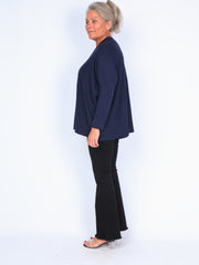 Long-sleeved knit sweater with v-neck