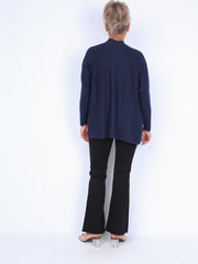 Long-sleeved knit sweater with v-neck