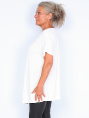 Some t-shirt with v-neck cream