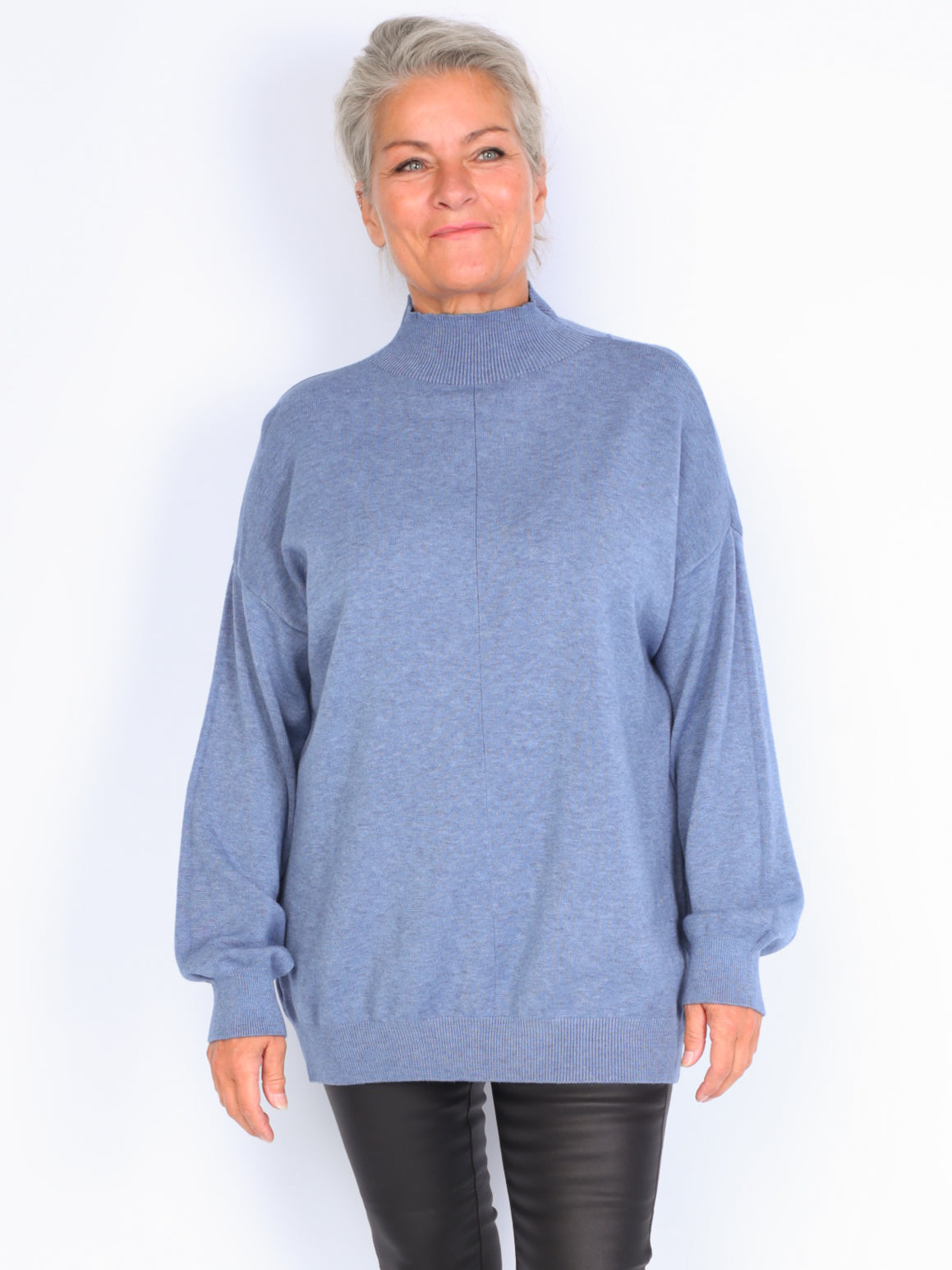 Knitted sweater with high neck