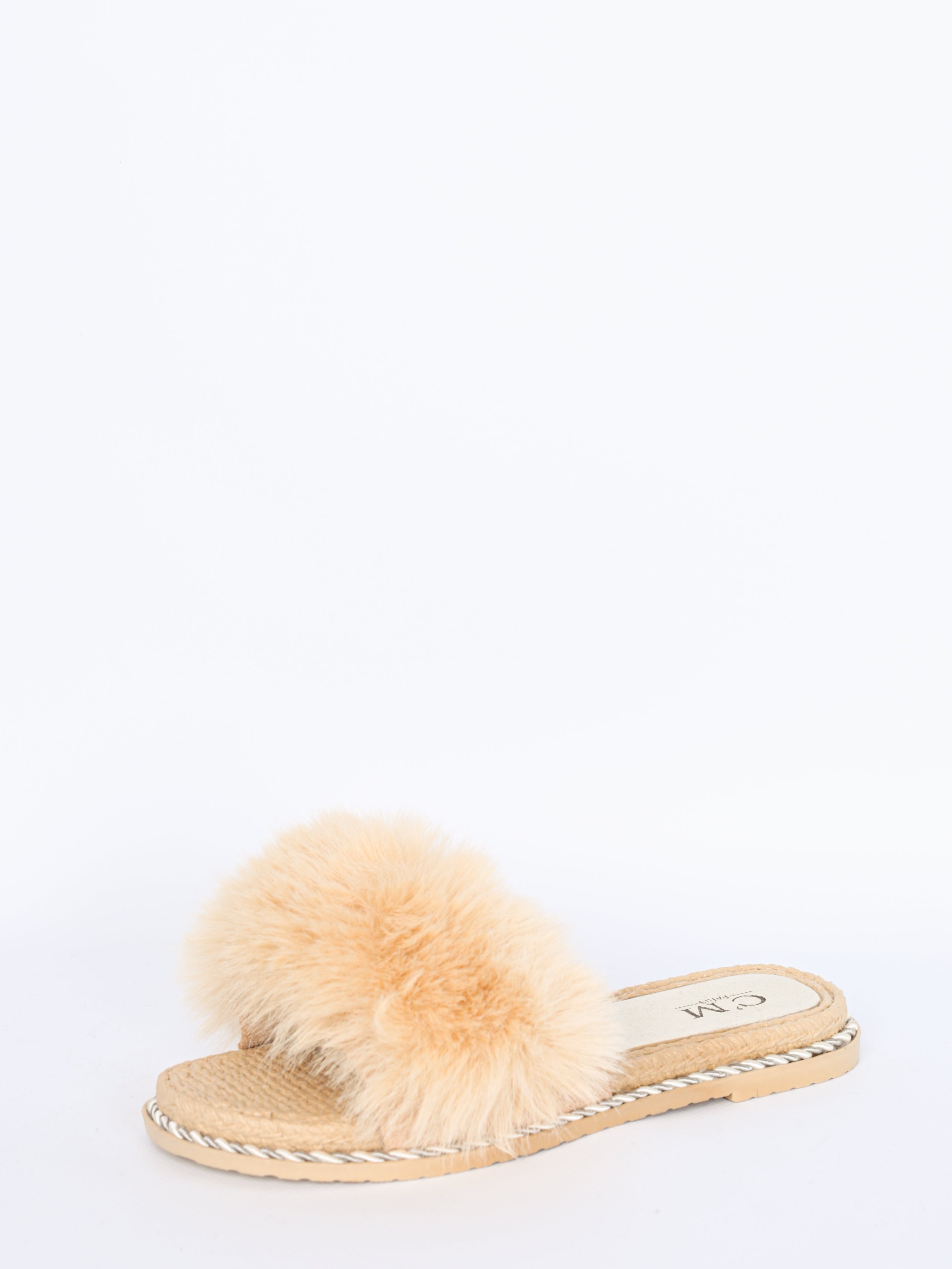 Fur slippers with twist