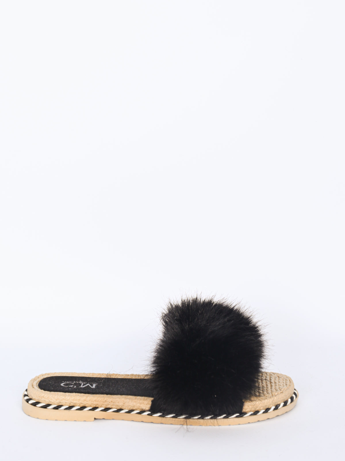 Fur slippers with twist