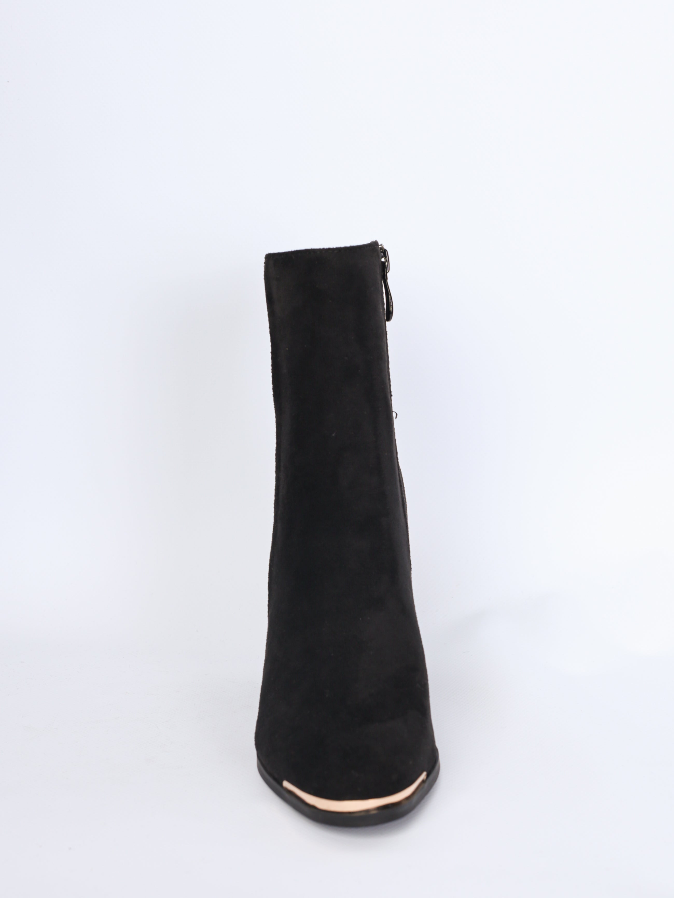 Imitation suede boots with gold detail