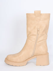 Chunky leather boot with heel
