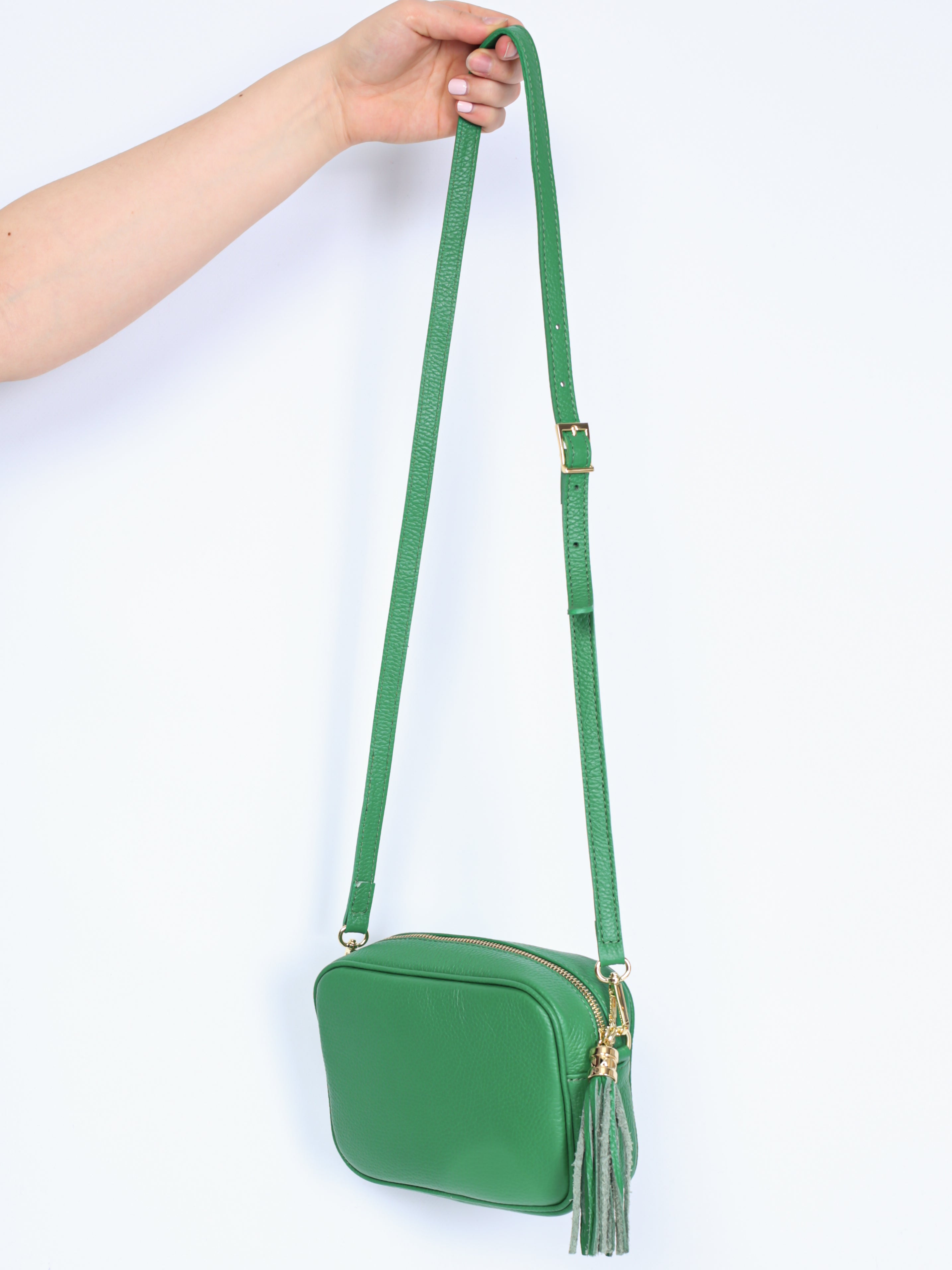 Leather bag with fringe pendant