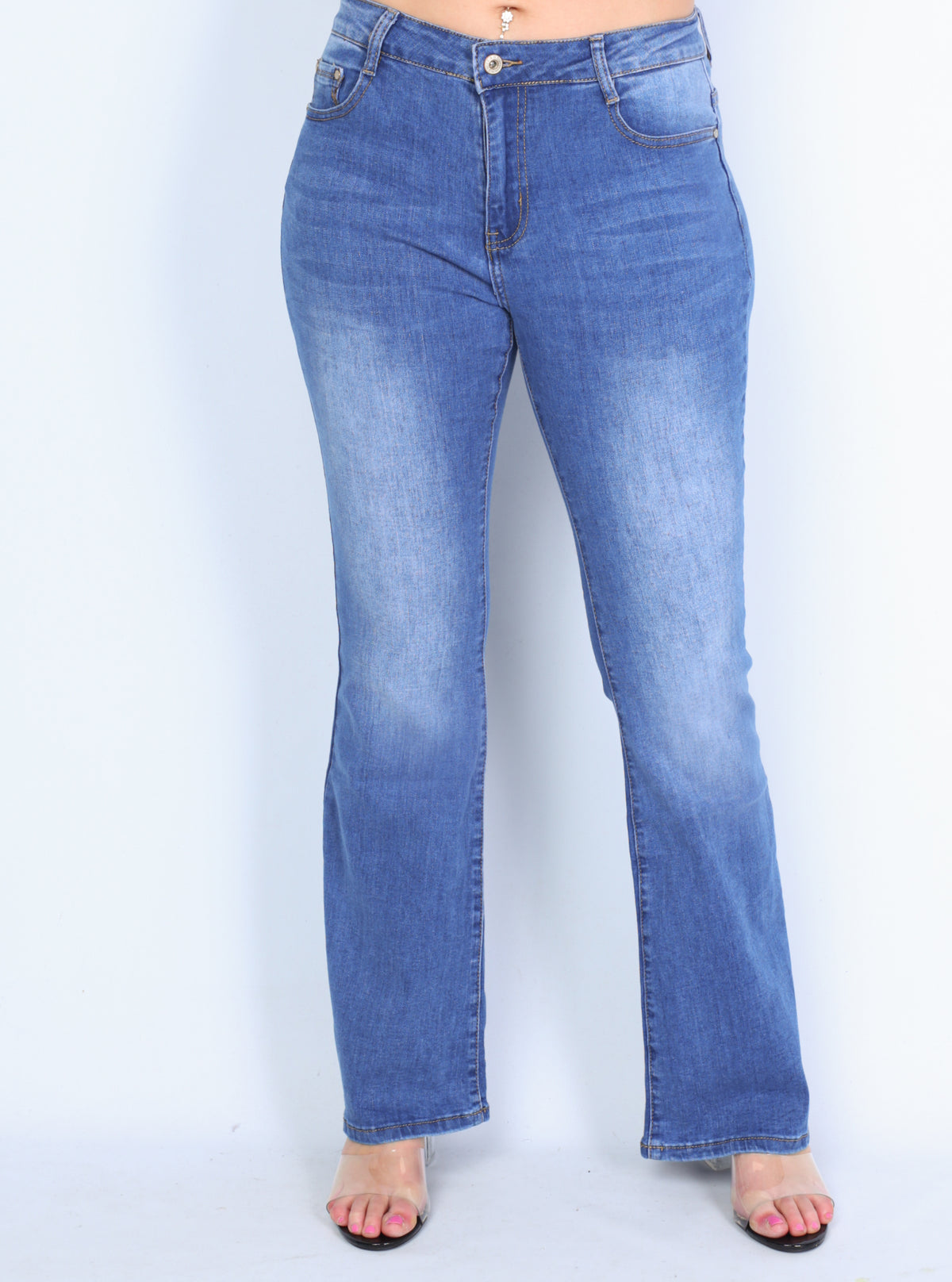 Klassiske jeans m. bootcut midwash